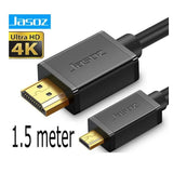 Micro HDMI to HDMI Cable Type D Male Jasoz Gold Plated Full HD 1080P Digital - 1.5 m - Side View