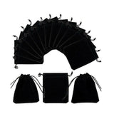 50X Small Velvet Cloth Drawstring Bags Gift Bag Jewelry Ring Pouch Earring Favor 9x12 - Black