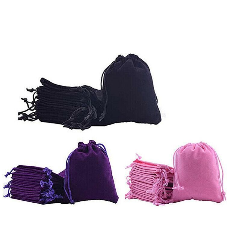 50X Small Velvet Cloth Drawstring Bags Gift Bag Jewelry Ring Pouch Earring Favor 9x12 - Blue