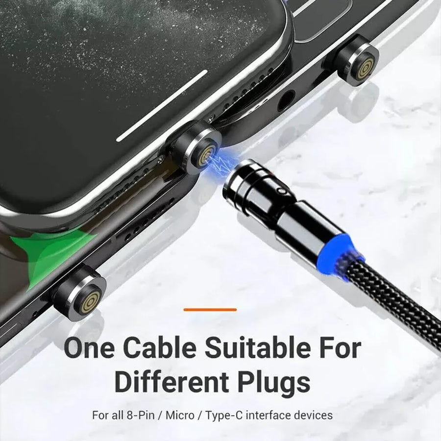 540 Degree Rotating Magnetic Charging Cable USB Data Cord for iPhone 1m 2m 3m - 3m