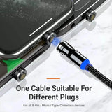 540 Degree Rotating Magnetic Charging Cable USB Data Cord for iPhone 1m 2m 3m - 2m - Side View