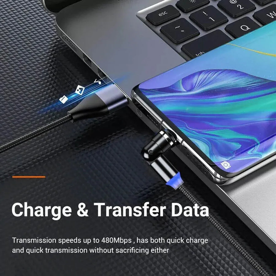 540 Degree Rotating Magnetic Charging Cable USB Data Cord for iPhone 1m 2m 3m - 2m