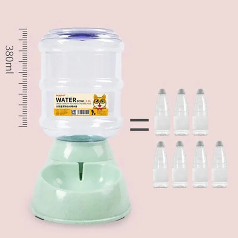 Automatic 3.8L Water Feeder Pet Dog Cat Puppy Dispenser Feeder Bowl Bottle - Green