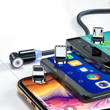 3in1 Fast Charging Cable with Rotating Head for USB C iOS Micro USB Devices - 1M