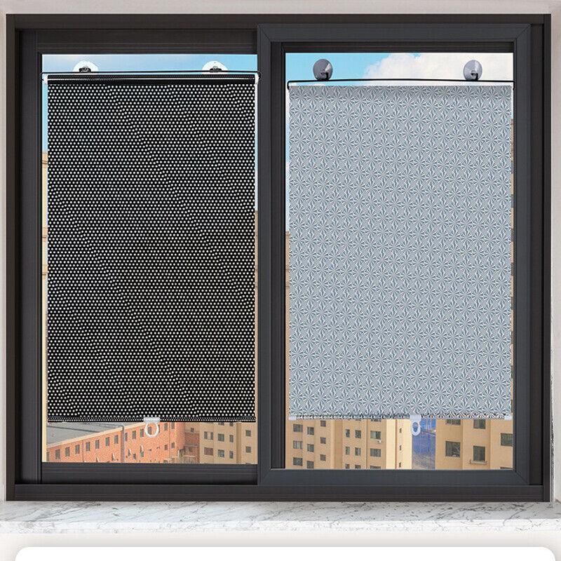 Silver Roller Blinds Suction Cup Sunshade Blackout Curtains Car Home Window Curtains - 58 X 125 CM