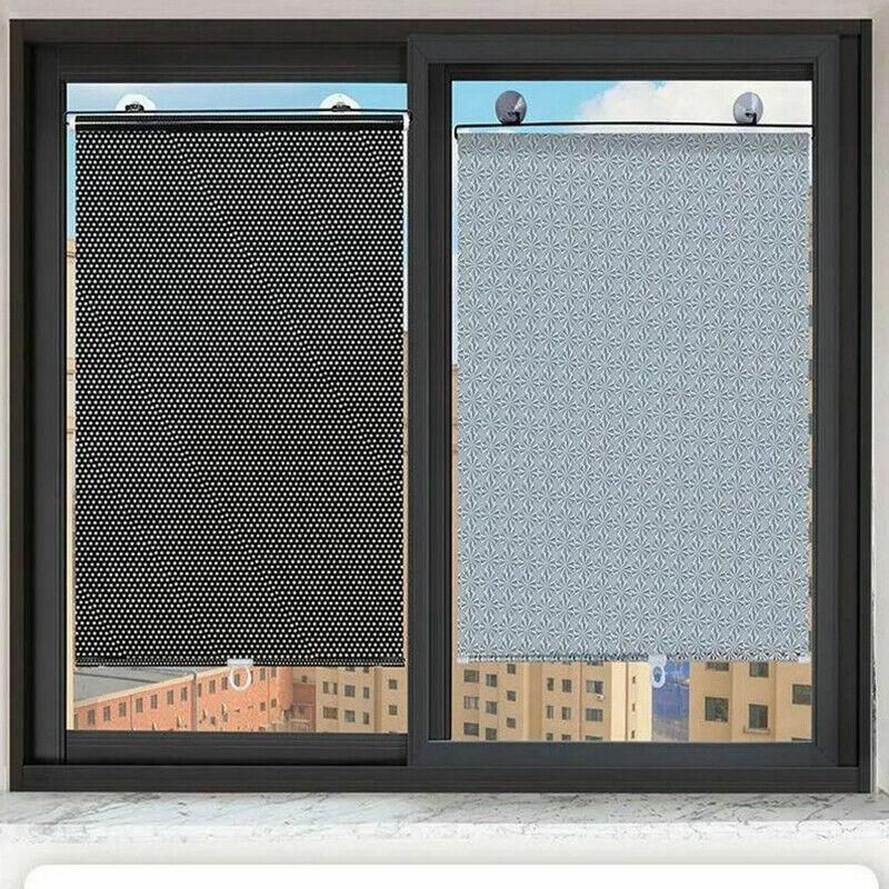 Silver Roller Blinds Suction Cup Sunshade Blackout Curtains Car Home Window Curtains - 40 X 60 CM