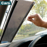 Silver Roller Blinds Suction Cup Sunshade Blackout Curtains Car Home Window Curtains - 40 X 60 CM - Side View