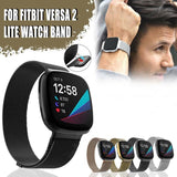 For Fitbit Versa 2 Lite Watch Band Strap Sports Metal Wristband Replacement Large - Silver Versa/Versa 2/Lite - Front View
