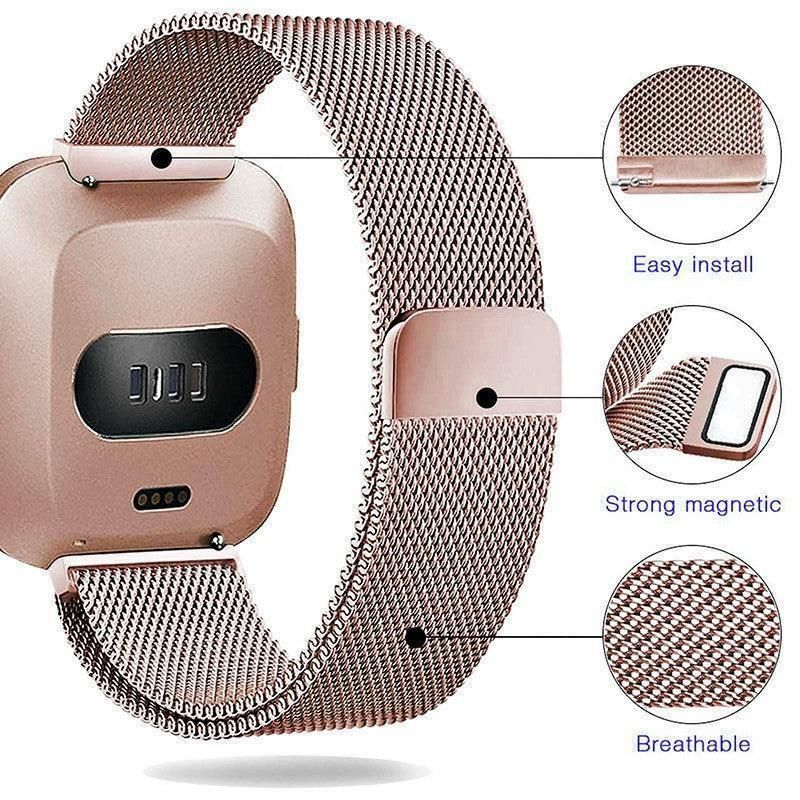 For Fitbit Versa 2 Lite Watch Band Strap Sports Metal Wristband Replacement Large - Silver Versa/Versa 2/Lite