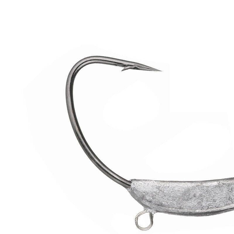 Weedless Jighead Hook Swimbait Worm Fishing Lure Wide Gap Single Barbed Spinner - 1/0#