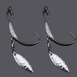 Weedless Jighead Hook Swimbait Worm Fishing Lure Wide Gap Single Barbed Spinner - 2/0#