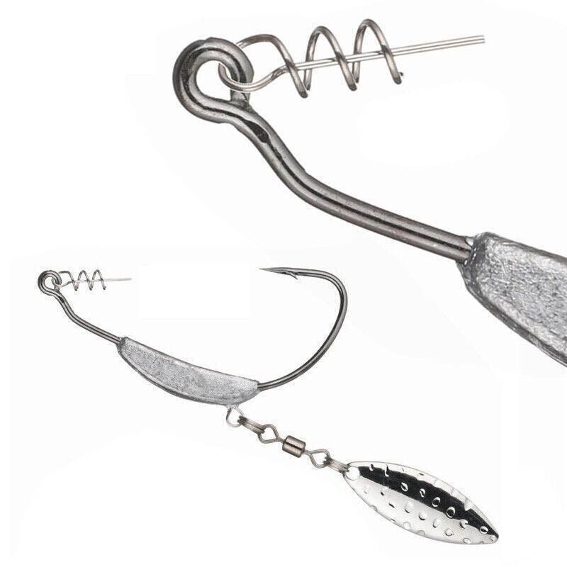 Weedless Jighead Hook Swimbait Worm Fishing Lure Wide Gap Single Barbed Spinner - 2/0#