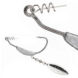 Weedless Jighead Hook Swimbait Worm Fishing Lure Wide Gap Single Barbed Spinner - 2/0#