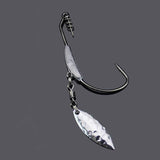 Weedless Jighead Hook Swimbait Worm Fishing Lure Wide Gap Single Barbed Spinner - 2/0#