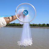 8Ft 12Ft Fishing Cast Net Quick Throw Nylon Mesh Drawstring Chain Bottom Spread - 2.4M