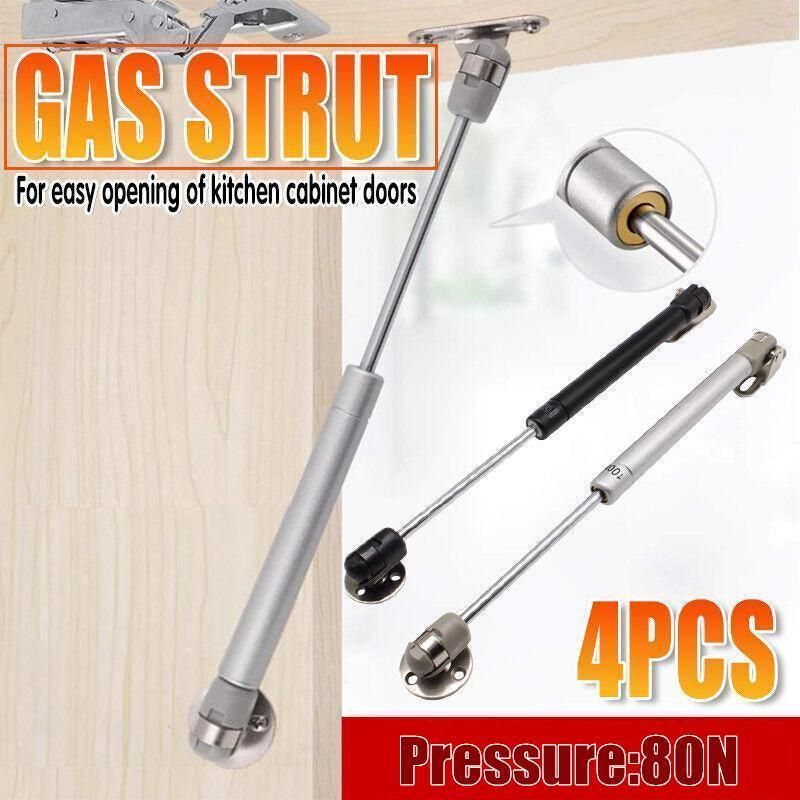 4PCS 80N Gas Strut Kitchen Cabinet Cupboard Door Hinges Stays - Black
