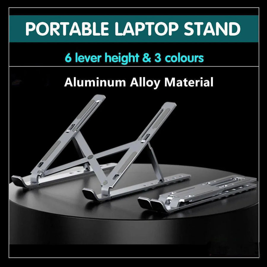 Adjustable Laptop Stand Portable Aluminum Alloy Desktop Holder for 11 to 17.3 Inch - Black