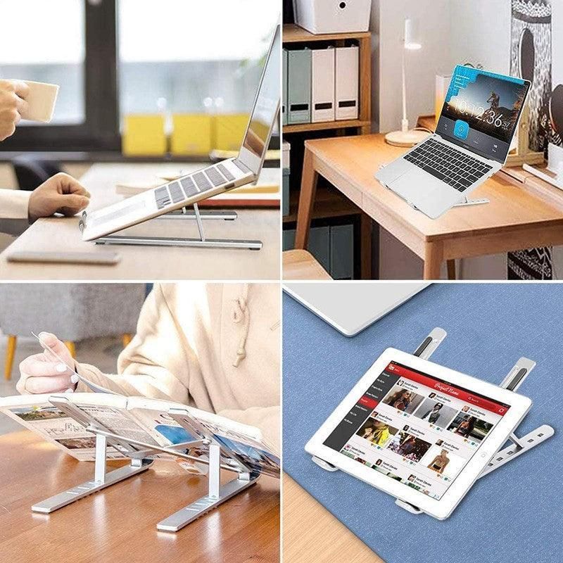 Adjustable Laptop Stand Portable Aluminum Alloy Desktop Holder for 11 to 17.3 Inch - Black
