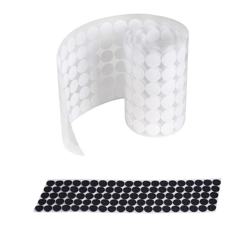 Hook and Loop Sticky Self Adhesive Dots Coins Circles Tape Black White 15mm - Black