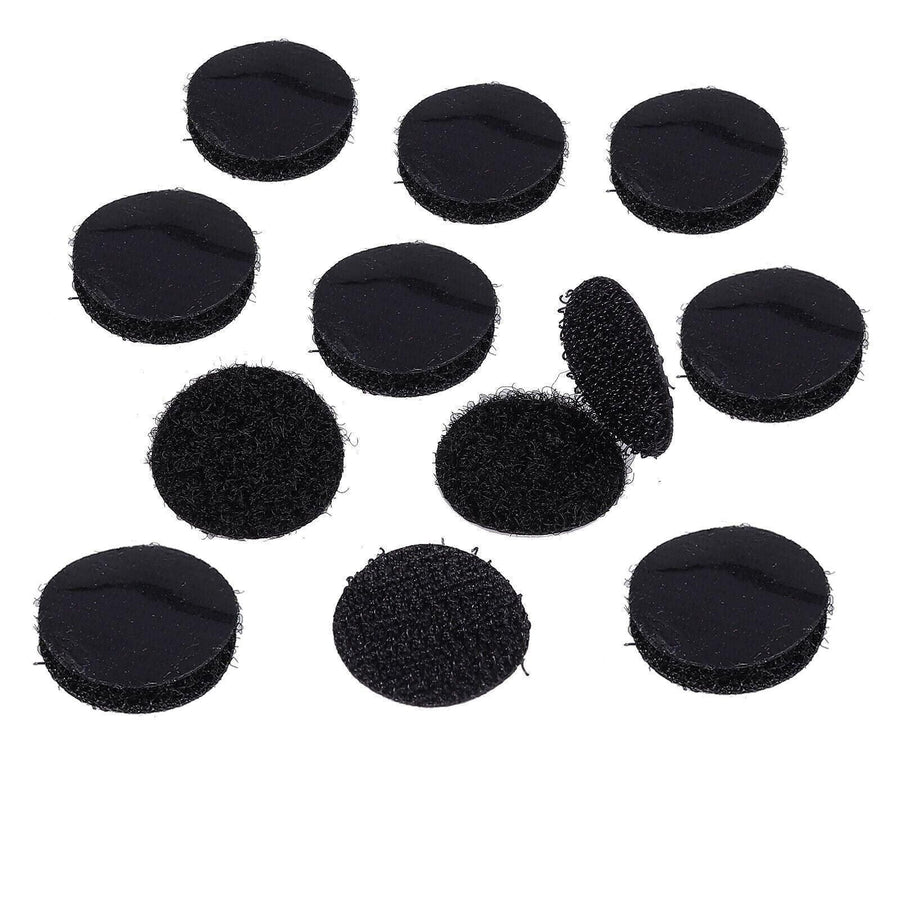 Hook and Loop Sticky Self Adhesive Dots Coins Circles Tape Black White 15mm - Black