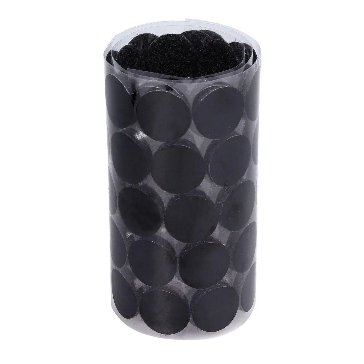 Hook and Loop Sticky Self Adhesive Dots Coins Circles Tape Black White 15mm - Black