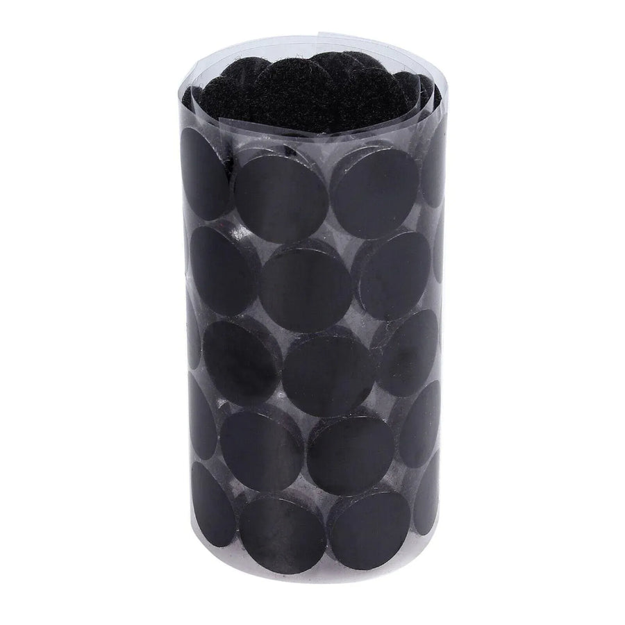 Hook and Loop Sticky Self Adhesive Dots Coins Circles Tape Black White 15mm - Black