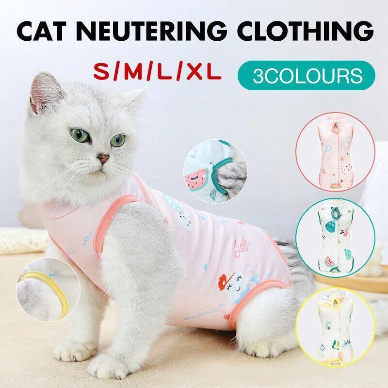 Pet Cat Postoperative Recovery Suit Pet Surgery Clothing Sterilization Weaning Green - L(Bust: 44cm Length: 34cm)