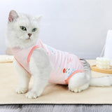 Pet Cat Postoperative Recovery Suit Pet Surgery Clothing Sterilization Weaning Pink - L(Bust: 44cm Length: 34cm) - Side View