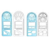 Multifunctional Geometric Ruler Student Mathematics Drawing Tools School Office - Blue-Primary School - Side View