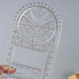 Multifunctional Geometric Ruler Student Mathematics Drawing Tools School Office - Blue-Primary School