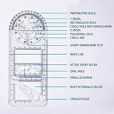 Multifunctional Geometric Ruler Student Mathematics Drawing Tools School Office - Blue-Primary School