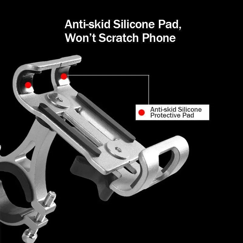 Aluminum Phone Holder Mount for Bicycle Handlebar 360 Degree Rotation Universal Fit - Black