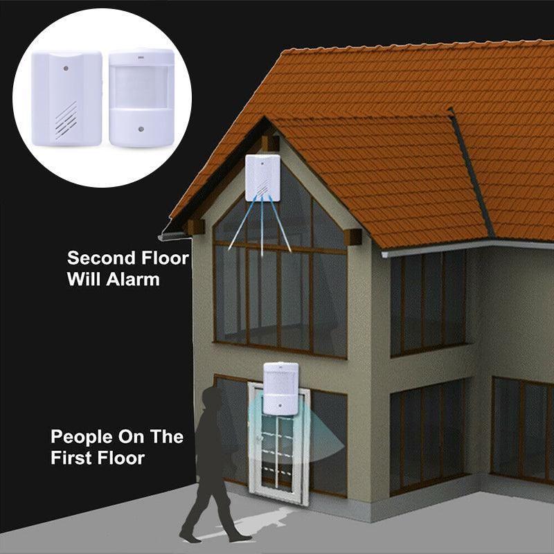 Restaurant Shop Door Entry Wireless Pir Motion Sensor Door Chime Door Bell Alarm - 2 Receivers+1 Sensor