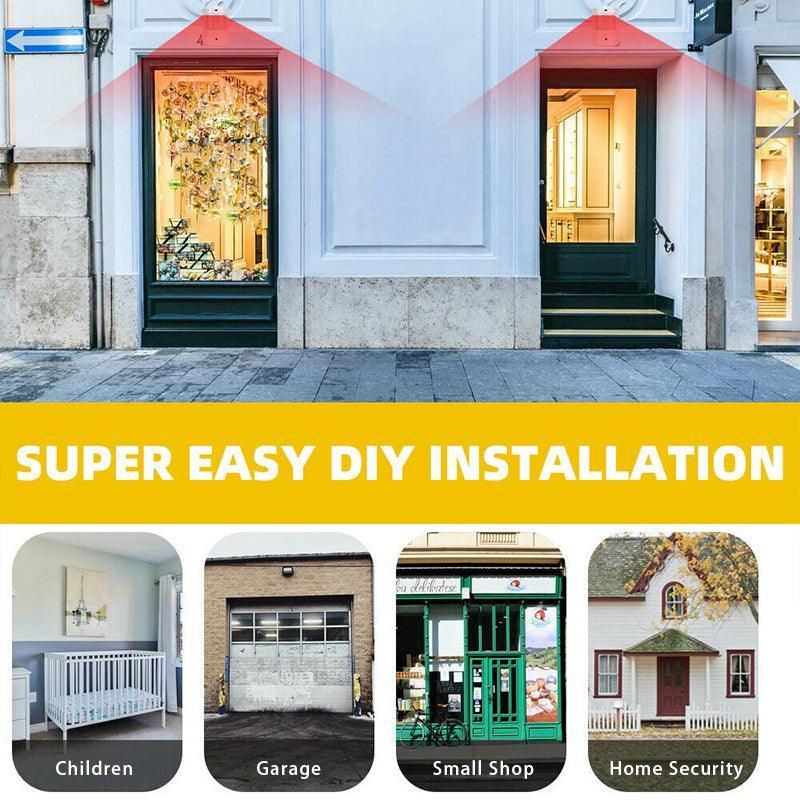 Restaurant Shop Door Entry Wireless Pir Motion Sensor Door Chime Door Bell Alarm - 2 Receivers+1 Sensor