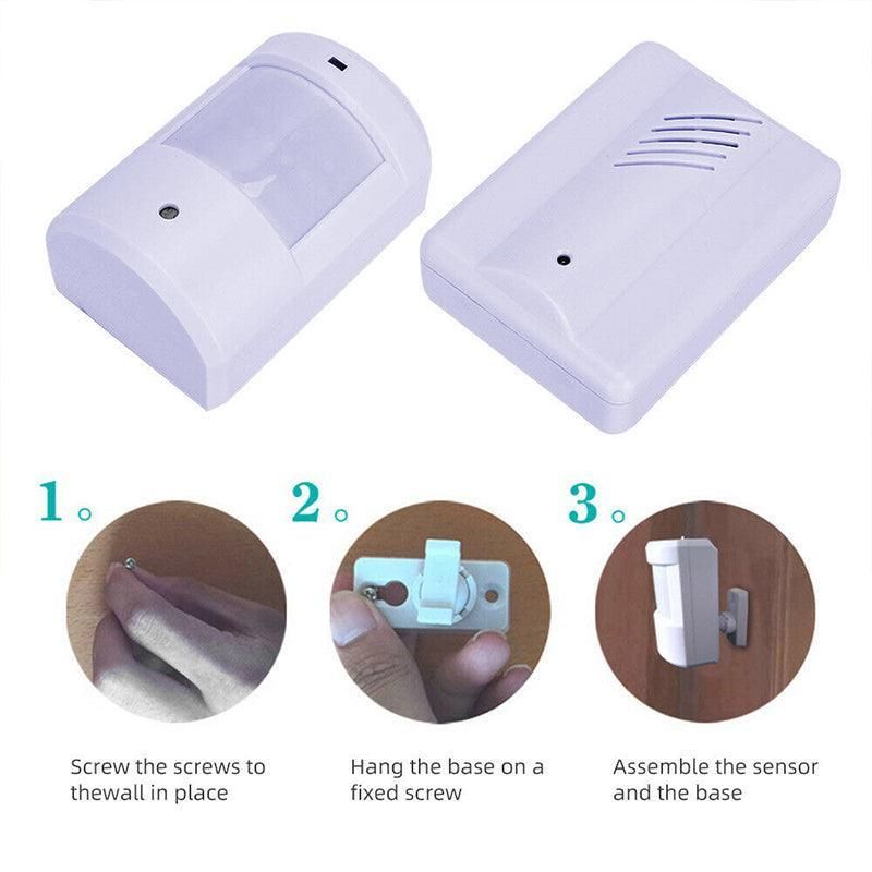 Restaurant Shop Door Entry Wireless Pir Motion Sensor Door Chime Door Bell Alarm - 2 Receivers+1 Sensor