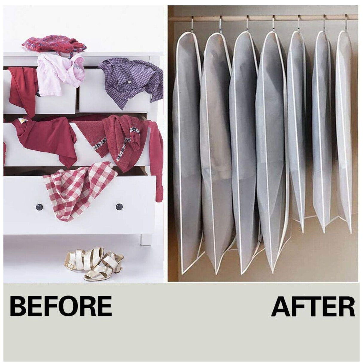 New Dustproof Storage Bag Garment Dress Cover Suit Clothes Coat Jacket Protector - XXL (60*140cm) x 5 Units