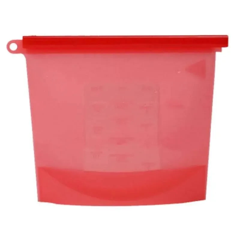 Reusable Silicone Food Storage Bags Leak proof Microwave Freezer Freshness Safe 500ml*1 - Red 500ml*1 Unit