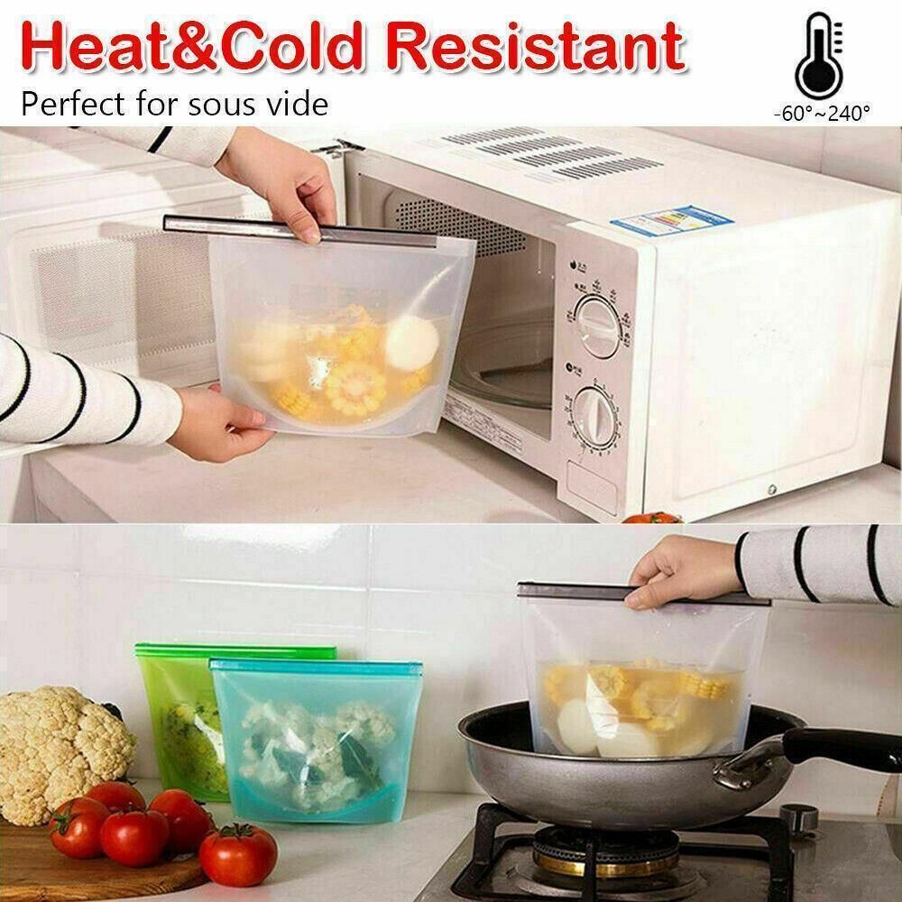 Reusable Silicone Food Storage Bags Leak proof Microwave Freezer Freshness Safe 500ml*1 - Red 500ml*1 Unit
