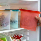 Reusable Silicone Food Storage Bags Leak proof Microwave Freezer Freshness Safe 500ml*1 - Red 500ml*1 Unit - Top-Down View