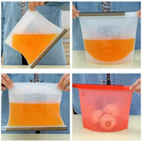 Reusable Silicone Food Storage Bags Leak proof Microwave Freezer Freshness Safe 500ml*1 - Red 500ml*1 Unit - Extra Image