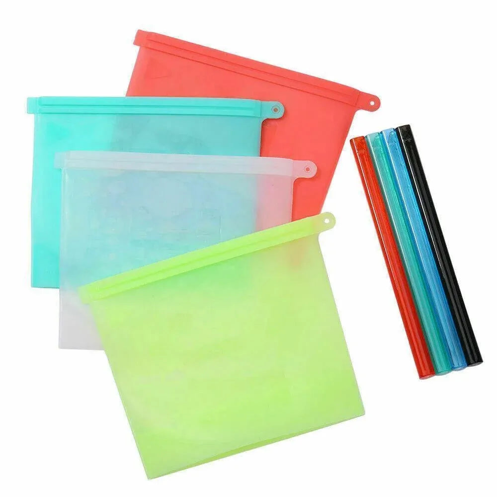 Reusable Silicone Food Storage Bags Leak proof Microwave Freezer Freshness Safe 500ml*1 - Red 500ml*1 Unit