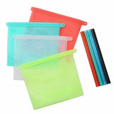 Reusable Silicone Food Storage Bags Leak proof Microwave Freezer Freshness Safe 500ml*1 - Red 500ml*1 Unit - Extra Image