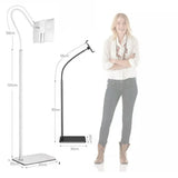 Adjustable Floor/Desk Stand Bed Lazy Mount Holder Arm Bracket For Phone Tablet - Floor Stand (135cm&Black) - Top-Down View