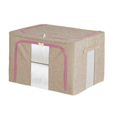 100L Foldable Storage Box Crushed Steel Frame Clothes Quilt Toys Organizer - 100L-Grey - Close-Up Angle