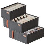 Durable Oxford Organizer Closet Storage for Clothes Underwear and Accessories - Dark Grey-6 Grid For Bras - Side View