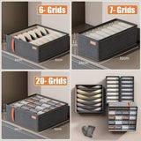 Durable Oxford Organizer Closet Storage for Clothes Underwear and Accessories - Dark Grey-6 Grid For Bras - Rear View