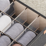 Durable Oxford Organizer Closet Storage for Clothes Underwear and Accessories - Dark Grey-6 Grid For Bras - Close-Up Angle