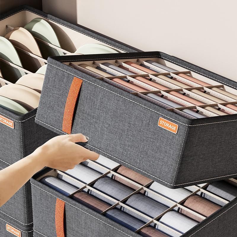 Durable Oxford Organizer Closet Storage for Clothes Underwear and Accessories - Dark Grey-6 Grid For Bras