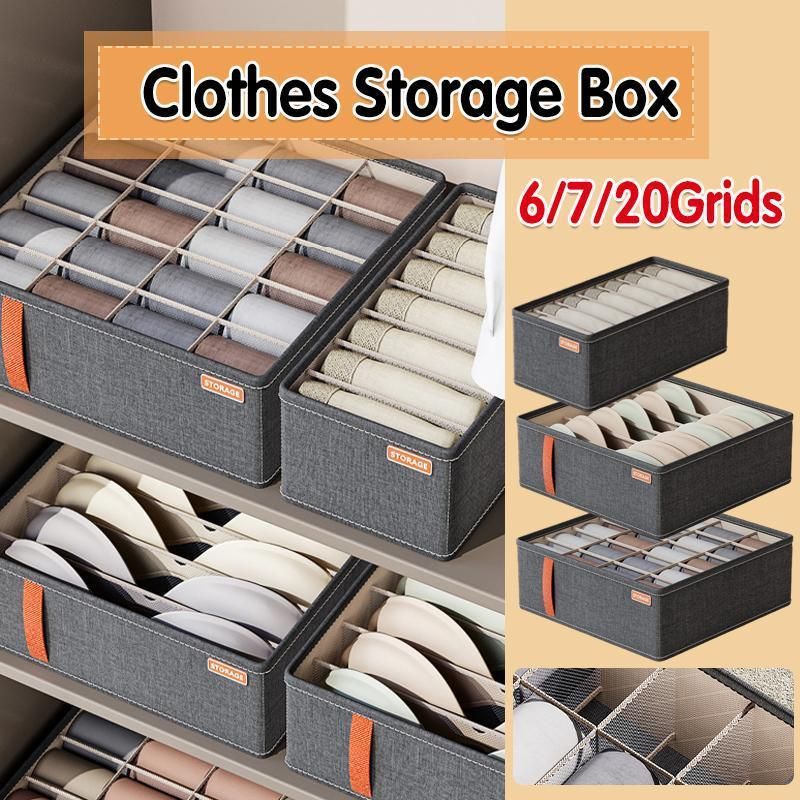 Durable Oxford Organizer Closet Storage for Clothes Underwear and Accessories - Dark Grey-6 Grid For Bras