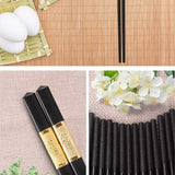 10Pairs Premium Fiberglass Reusable Chopsticks - Dishwasher Safe - Golden-3